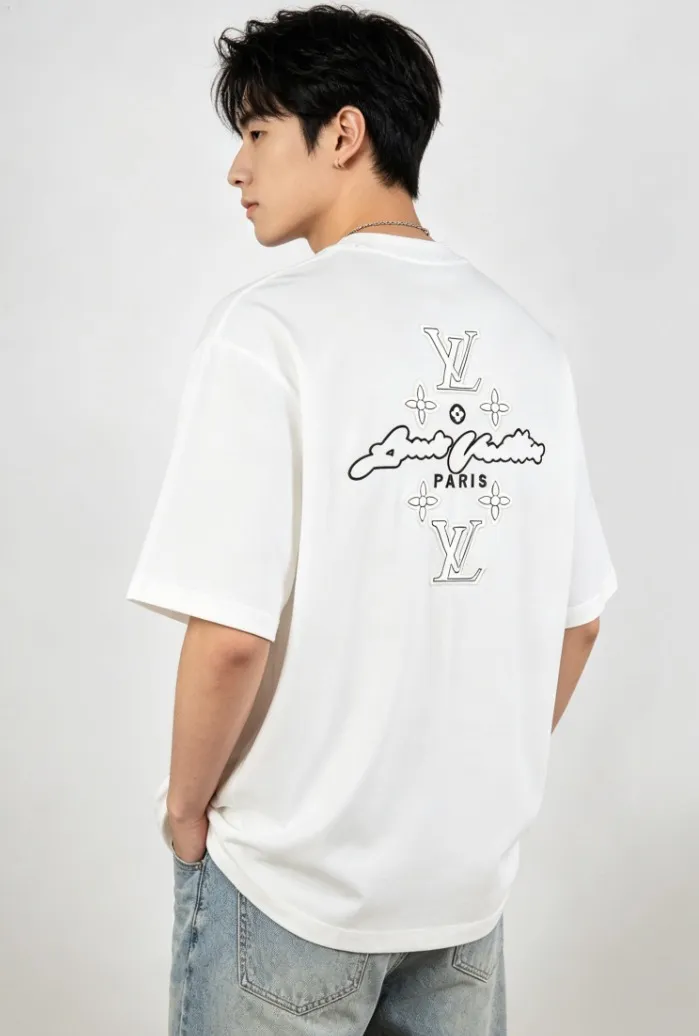 Louis Vuitton/Louis Vuitton heavy duty frayed embroidered patch embroidered short sleeves